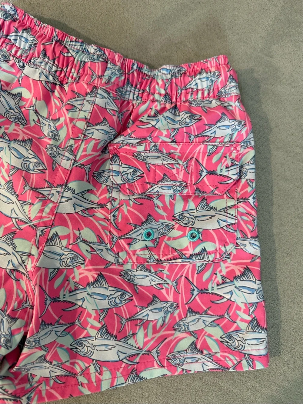 Vineyard Vines Pink Fish Print Swim Trunks
